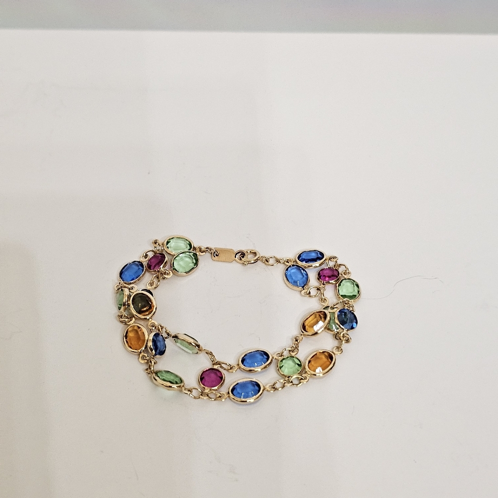 Gorgeous Bezel Set Swarovski Crystal Colorful Vintage Bracelet. ✨️ - Picture 3 of 13